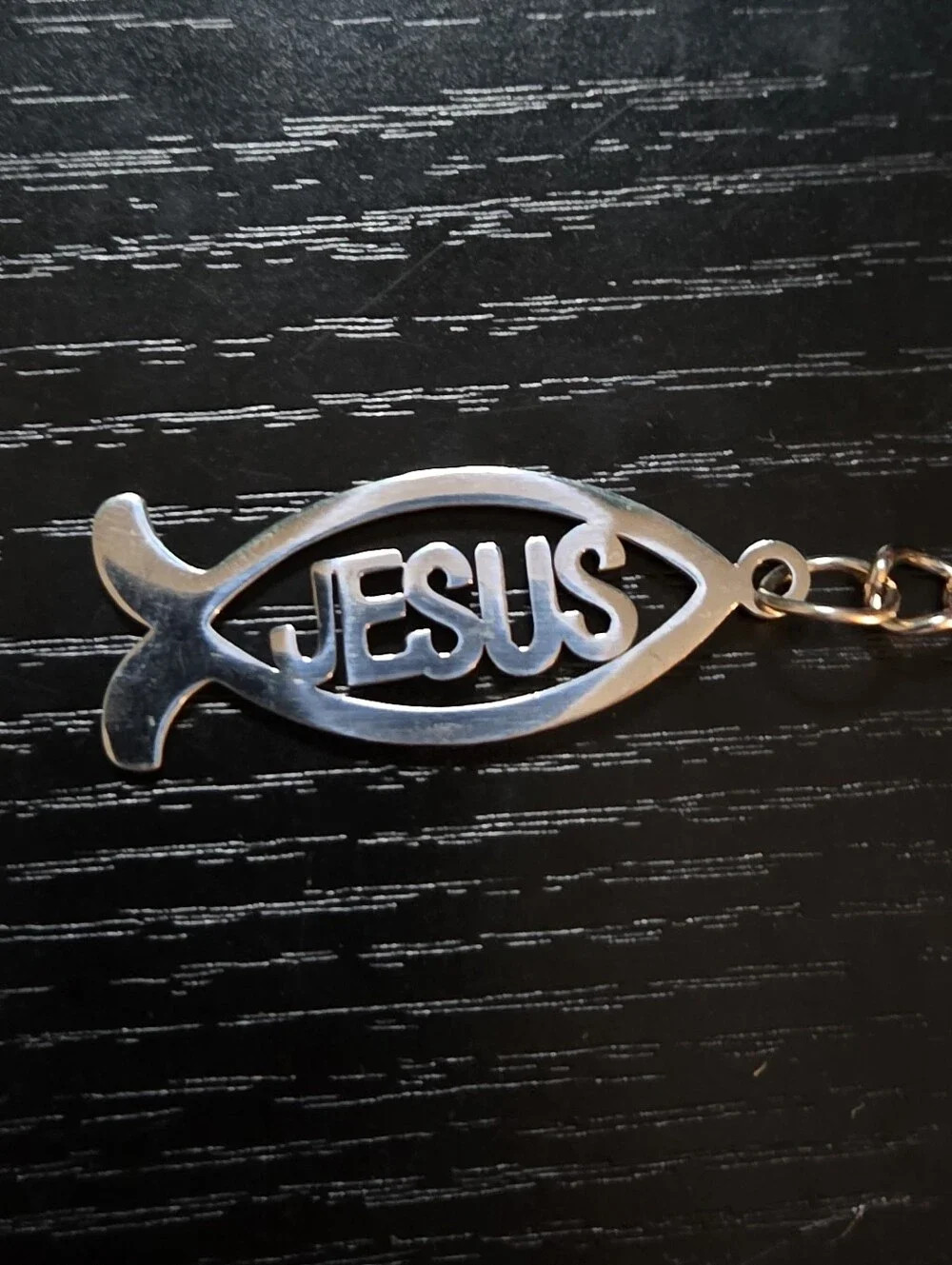 Jesus Fish Keychain in Shiny Silver-Tone